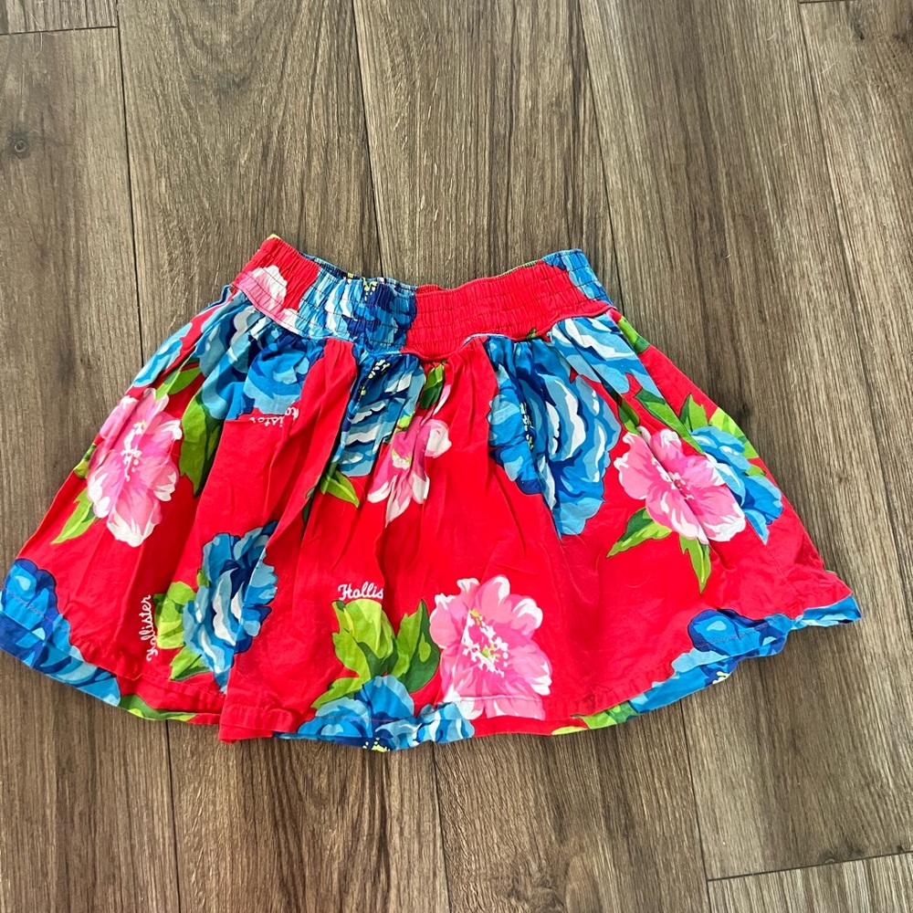 Hollister Red Floral Mini Skirt